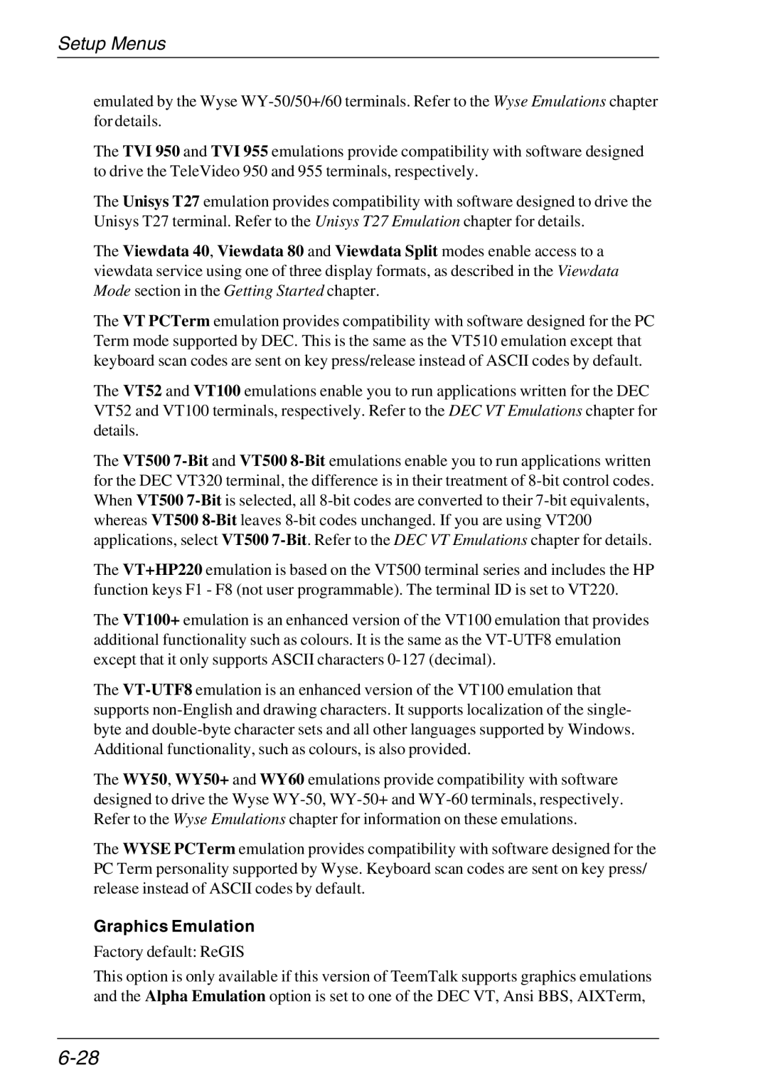 HP Teemtalk Licenses, Teemtalk LTU and Media, TeemTalk Terminal Emulator manual Graphics Emulation, Factory default ReGIS 