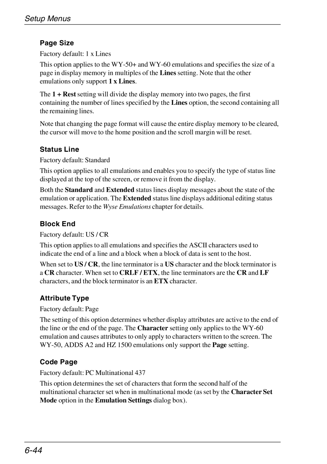 HP Teemtalk Licenses, Teemtalk LTU and Media, TeemTalk Terminal Emulator Size, Status Line, Block End, Attribute Type, Code 