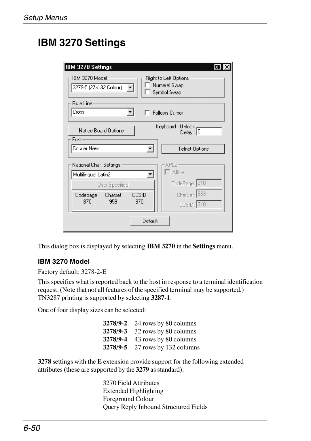 HP TeemTalk Terminal Emulator, Teemtalk Licenses, Teemtalk LTU and Media manual IBM 3270 Settings, IBM 3270 Model 