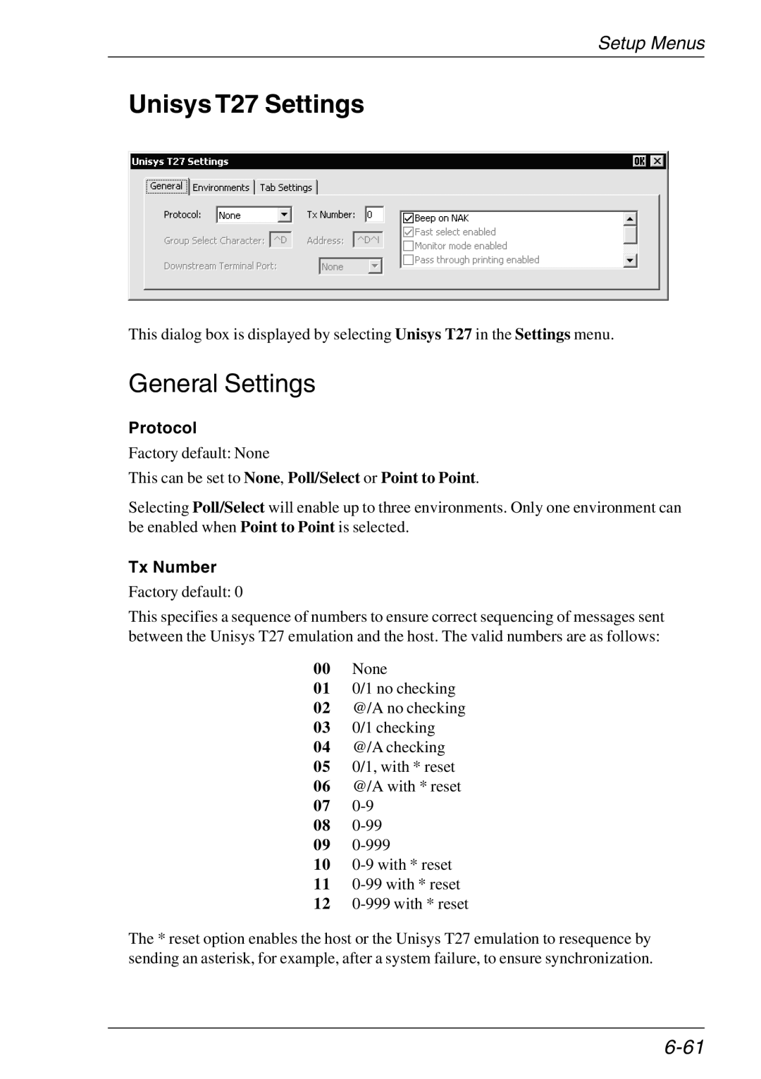 HP Teemtalk LTU and Media, Teemtalk Licenses, TeemTalk Terminal Emulator manual Unisys T27 Settings, Protocol, Tx Number 