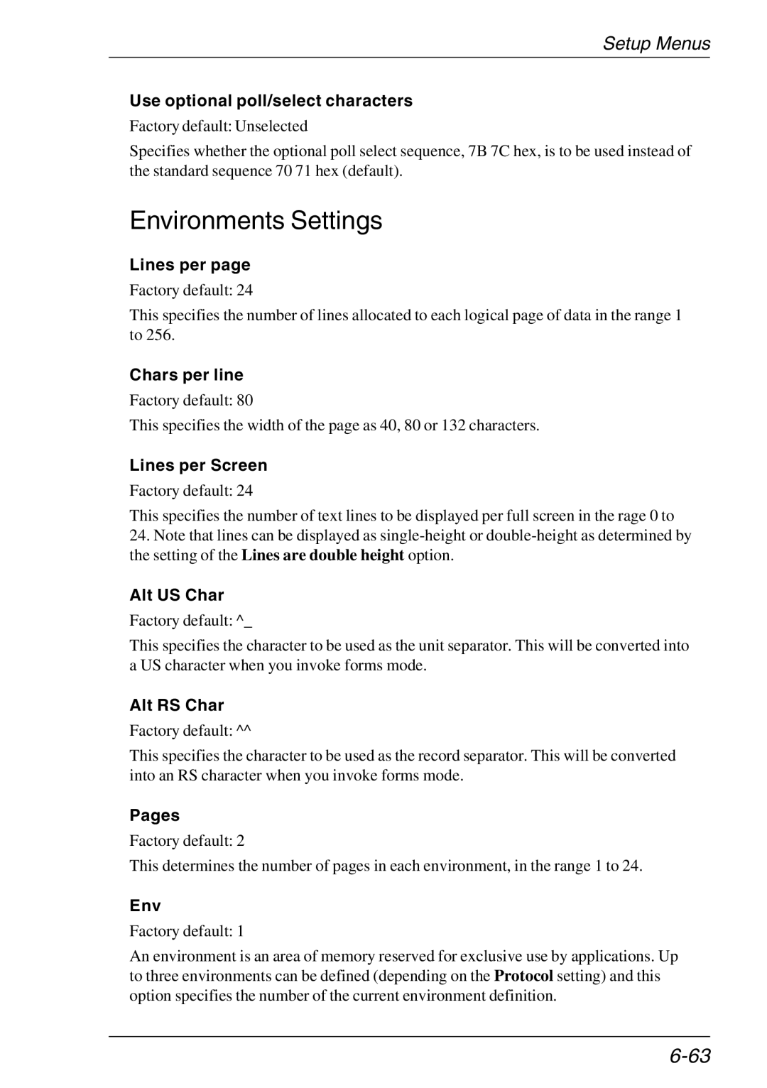 HP TeemTalk Terminal Emulator 11 E-License Use optional poll/select characters, Lines per, Chars per line, Alt US Char 