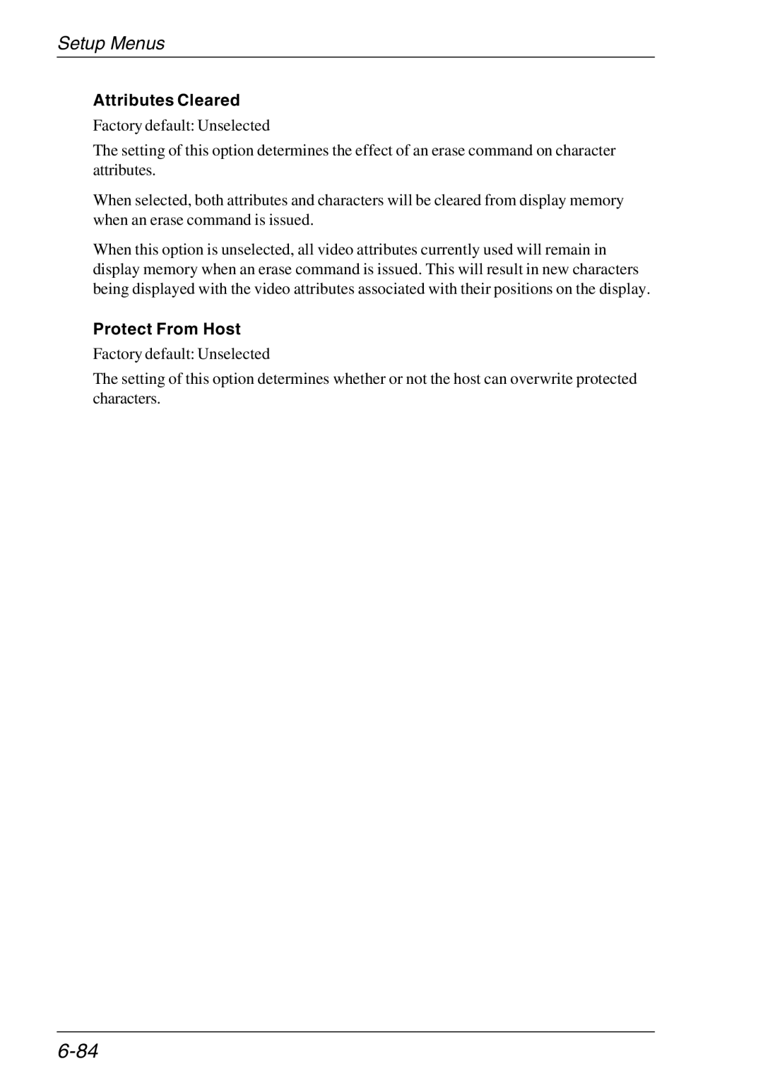 HP Teemtalk Licenses, Teemtalk LTU and Media, TeemTalk Terminal Emulator manual Attributes Cleared, Protect From Host 