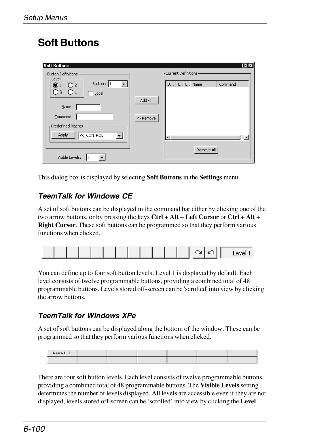 HP Teemtalk Licenses, Teemtalk LTU and Media, TeemTalk Terminal Emulator manual Soft Buttons, 100 