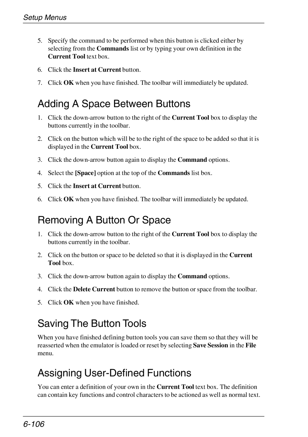 HP TeemTalk Terminal Emulator, Teemtalk Licenses, Teemtalk LTU and Media manual AddingASpaceBetweenButtons, 106 