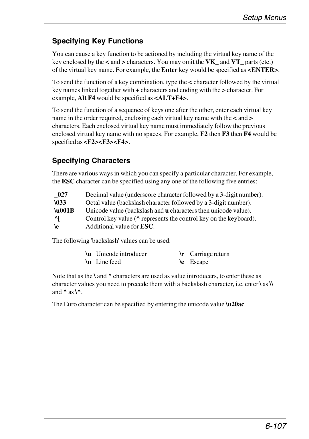 HP TeemTalk Terminal Emulator 11 E-License, Teemtalk Licenses, Teemtalk LTU and Media manual 107, Specifying Key Functions 