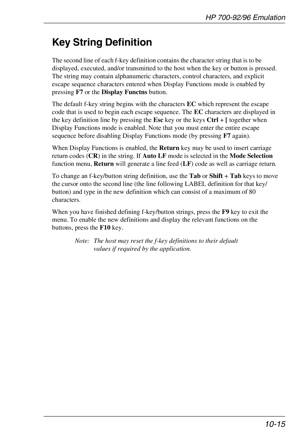 HP TeemTalk Terminal Emulator 11 E-License, Teemtalk Licenses, Teemtalk LTU and Media manual Key String Definition, 10-15 