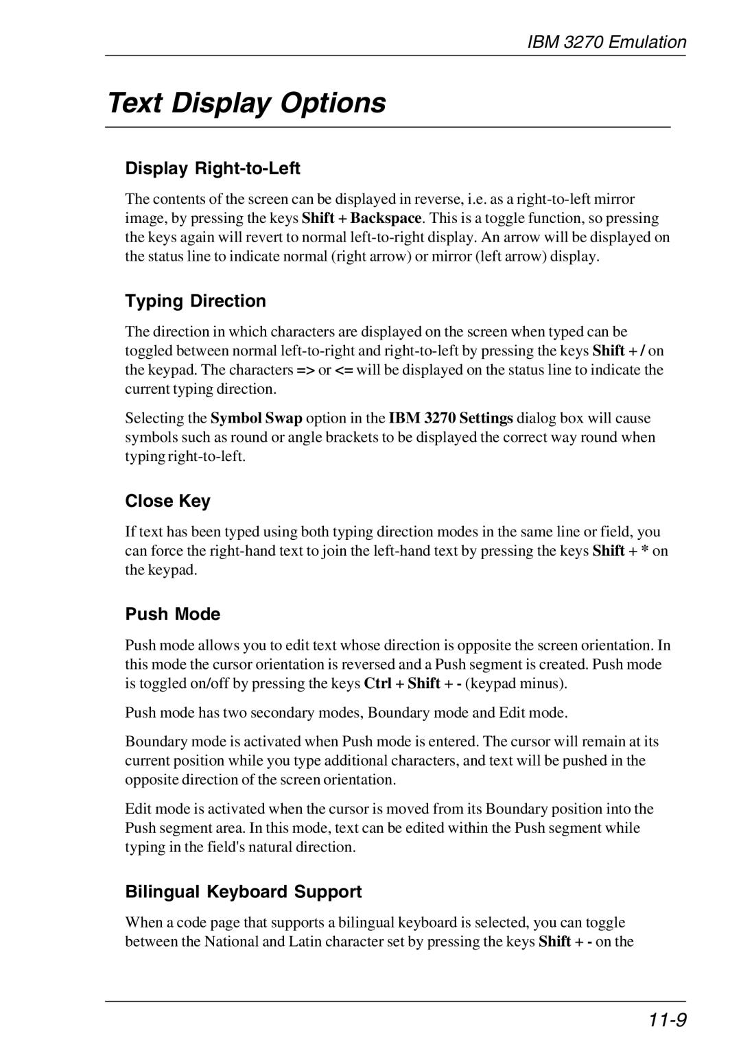 HP Teemtalk LTU and Media, Teemtalk Licenses, TeemTalk Terminal Emulator manual Text Display Options, 11-9 