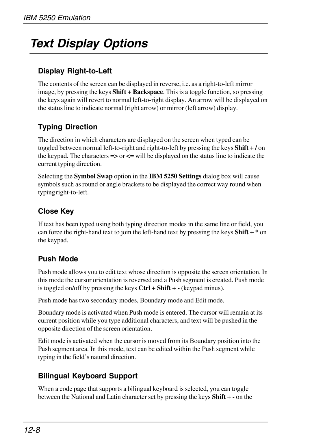 HP Teemtalk Licenses, Teemtalk LTU and Media, TeemTalk Terminal Emulator manual Text Display Options, 12-8 