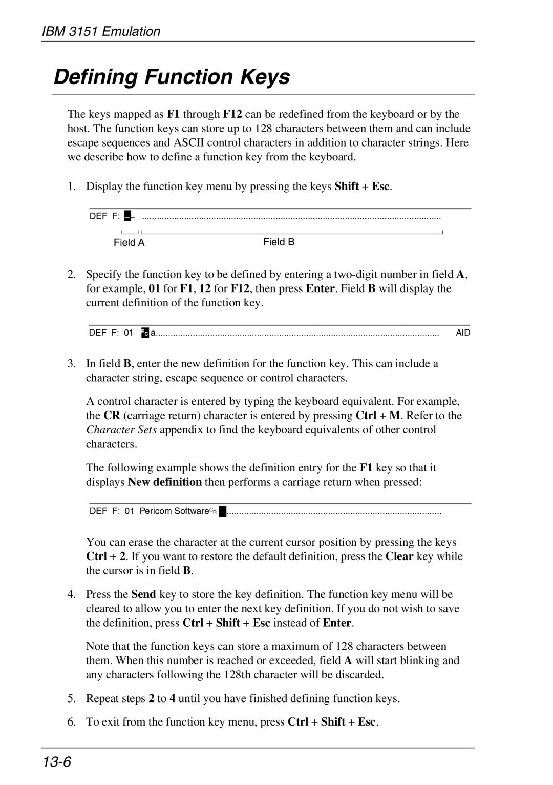 HP TeemTalk Terminal Emulator, Teemtalk Licenses, Teemtalk LTU and Media manual Defining Function Keys, 13-6 