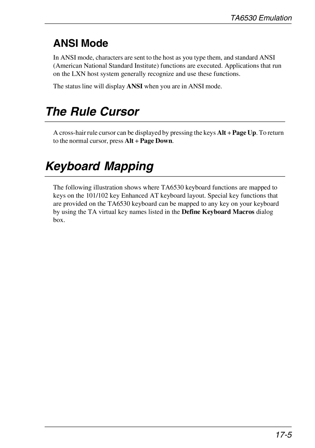 HP TeemTalk Terminal Emulator 11 E-License, Teemtalk Licenses, Teemtalk LTU and Media manual Rule Cursor, Ansi Mode, 17-5 