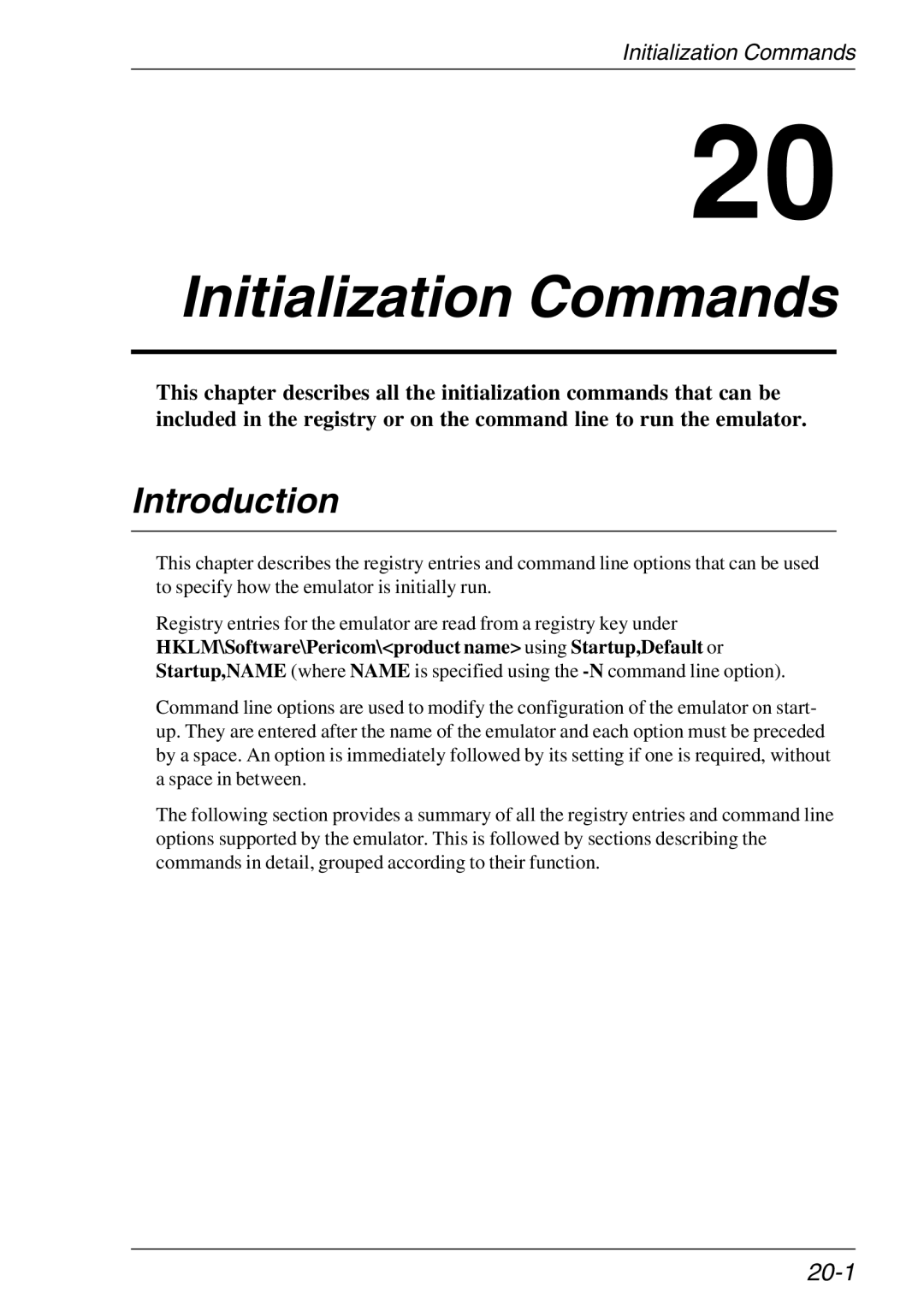 HP Teemtalk LTU and Media, Teemtalk Licenses, TeemTalk Terminal Emulator manual Initialization Commands, 20-1 