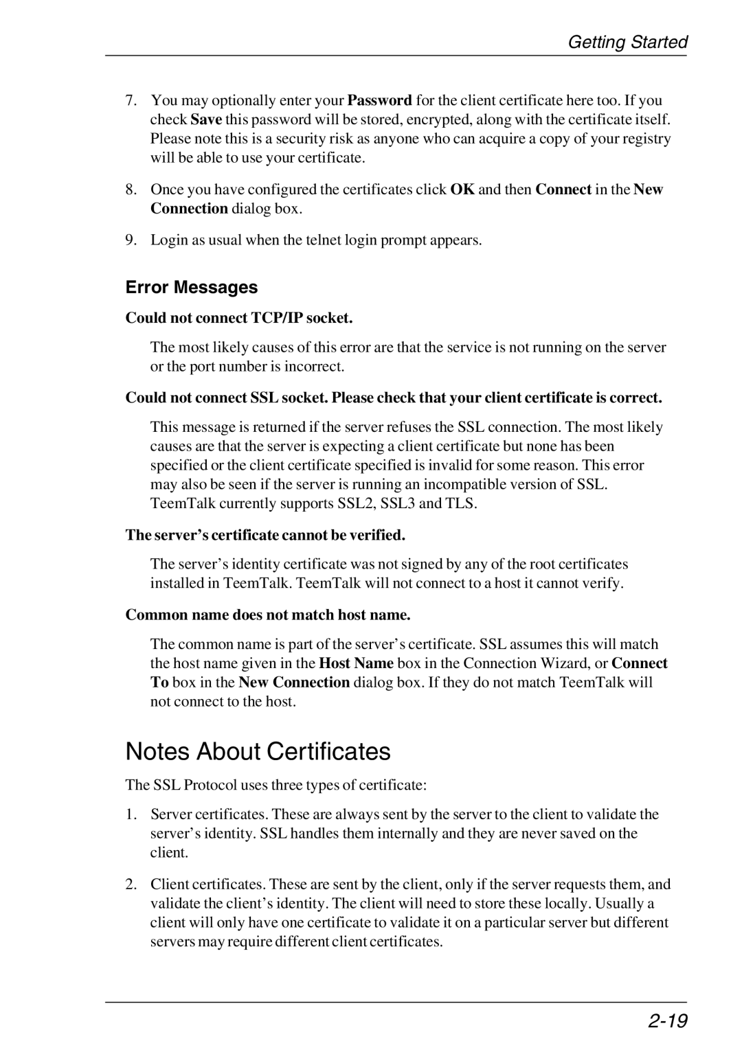 HP TeemTalk Terminal Emulator 11 E-License, Teemtalk Licenses manual Error Messages, Could not connect TCP/IP socket 