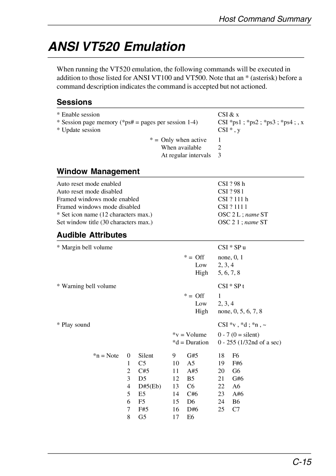 HP Teemtalk LTU and Media, Teemtalk Licenses manual Ansi VT520 Emulation, Sessions, Window Management, Audible Attributes 