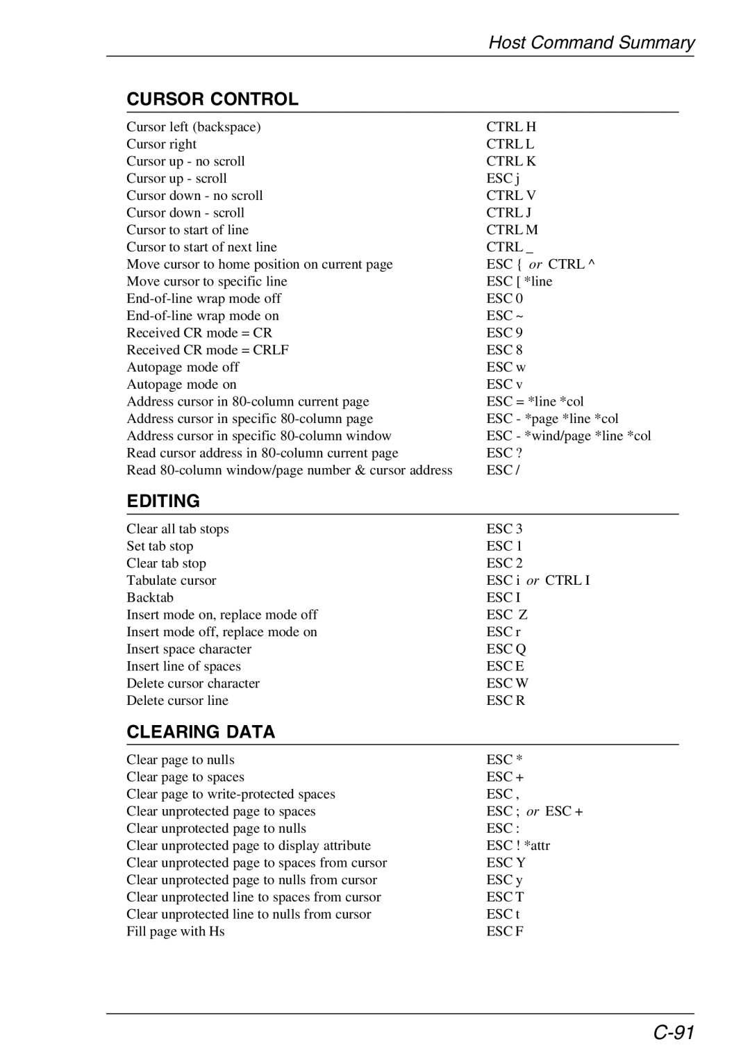 HP Teemtalk LTU and Media, Teemtalk Licenses, TeemTalk Terminal Emulator manual Cursor Control 