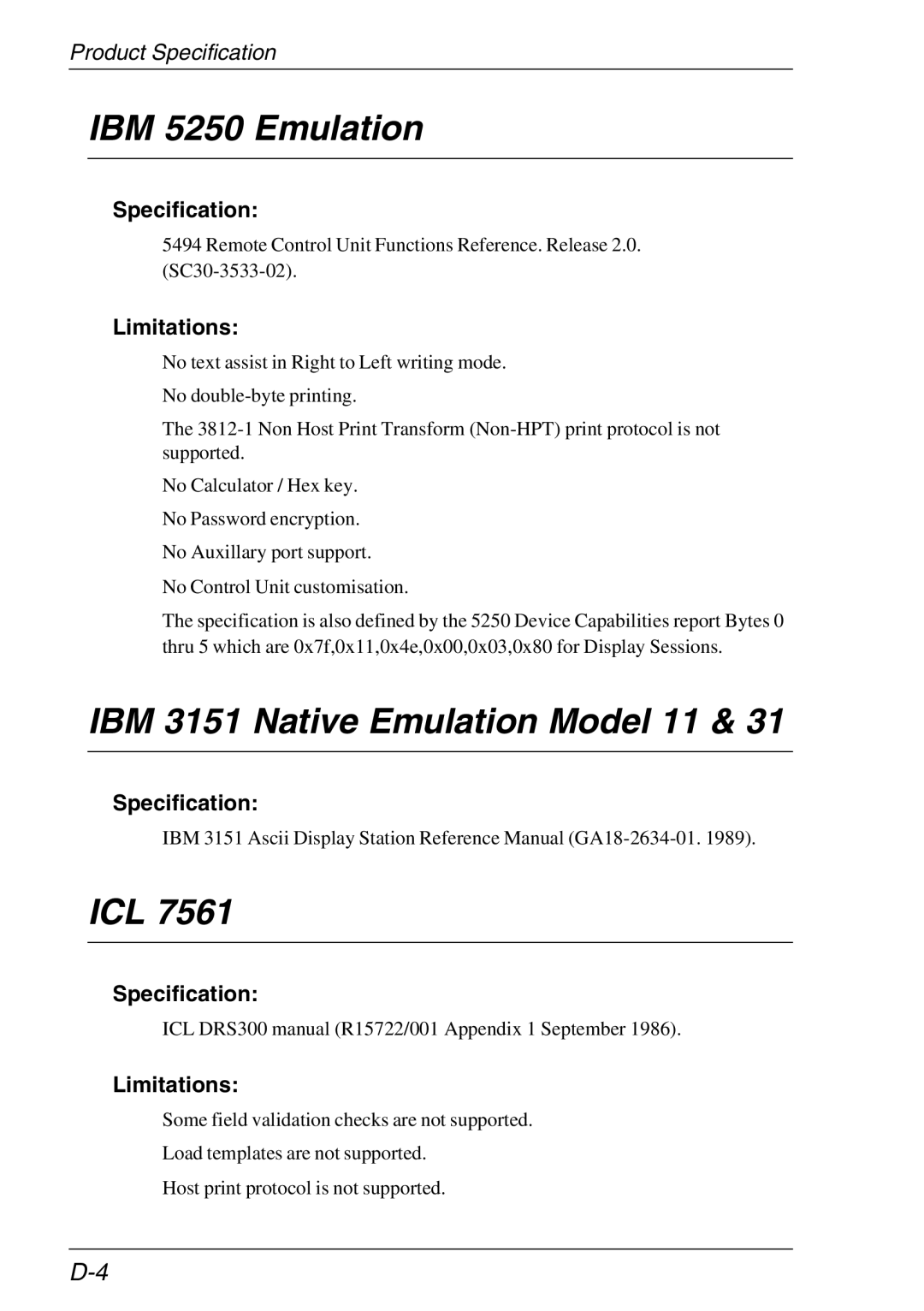 HP TeemTalk Terminal Emulator, Teemtalk Licenses manual IBM 5250 Emulation, IBM 3151 Native Emulation Model 11, Icl 