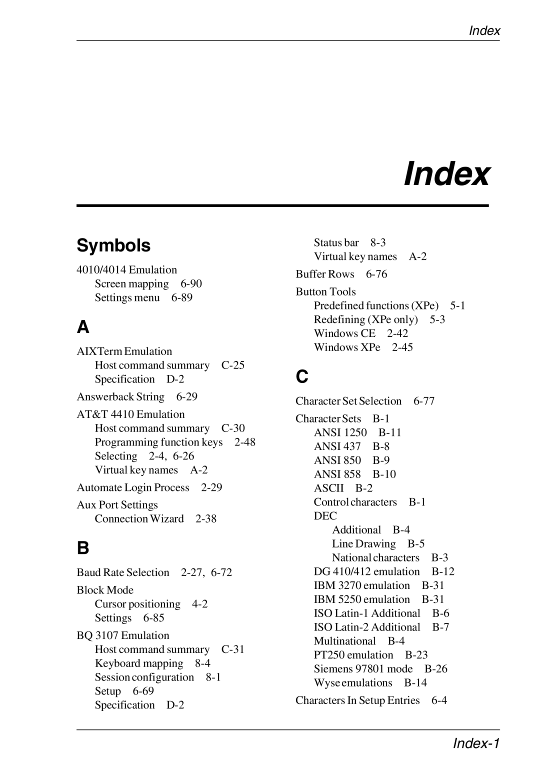 HP TeemTalk Terminal Emulator 11 E-License, Teemtalk Licenses, Teemtalk LTU and Media manual Index-1 