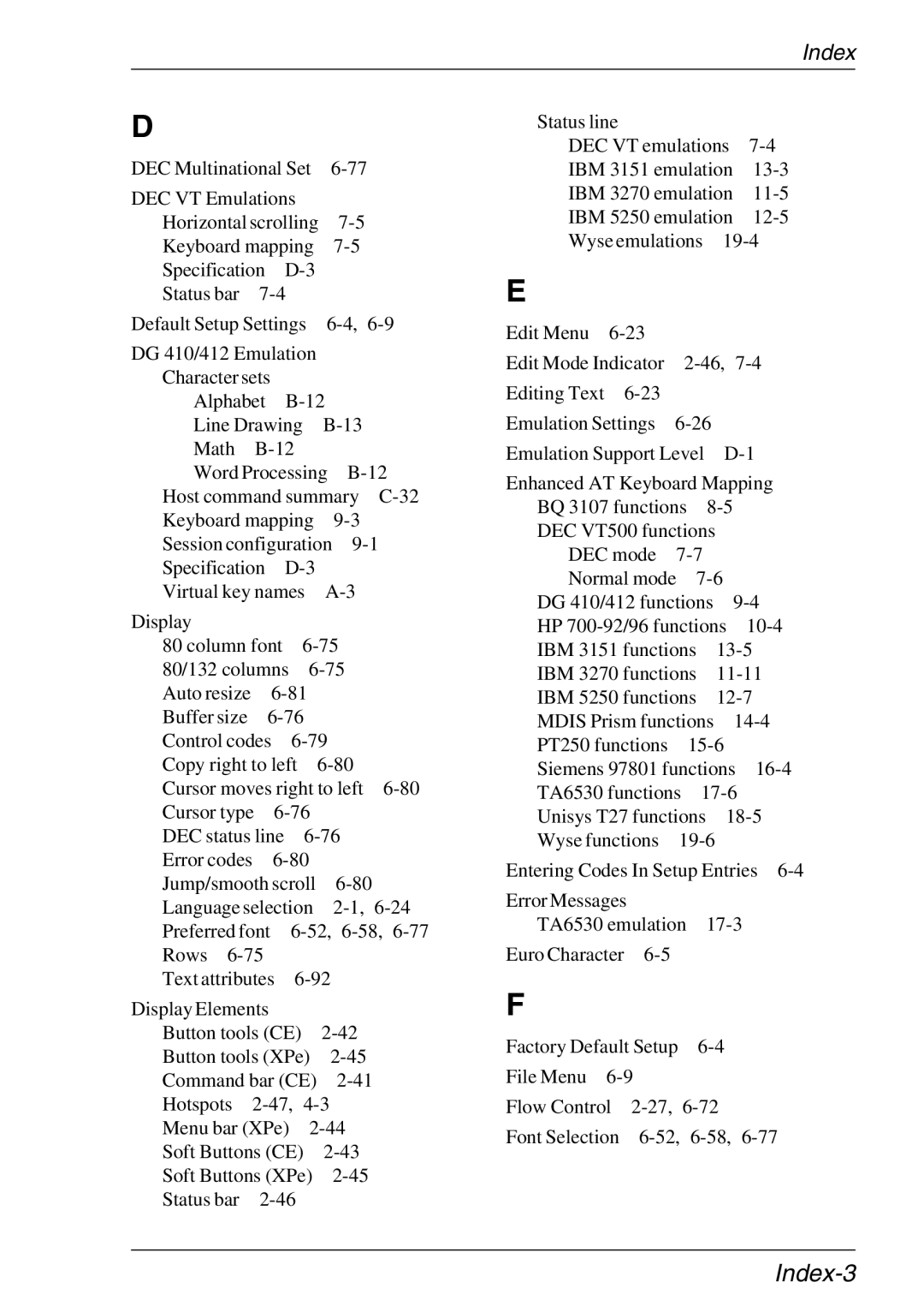 HP Teemtalk LTU and Media, Teemtalk Licenses, TeemTalk Terminal Emulator 11 E-License manual Index-3 