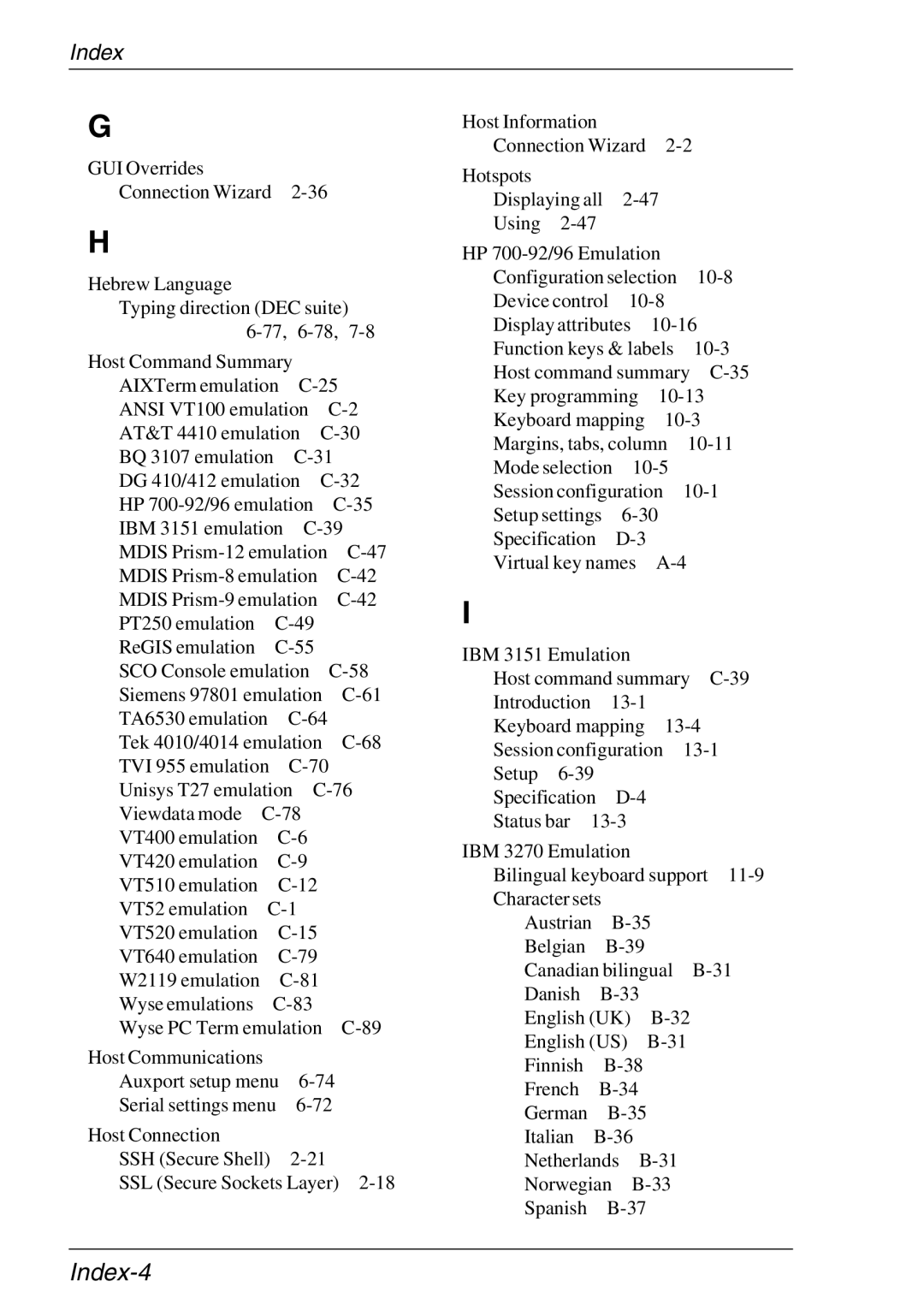 HP Teemtalk Licenses, Teemtalk LTU and Media, TeemTalk Terminal Emulator 11 E-License manual Index-4 
