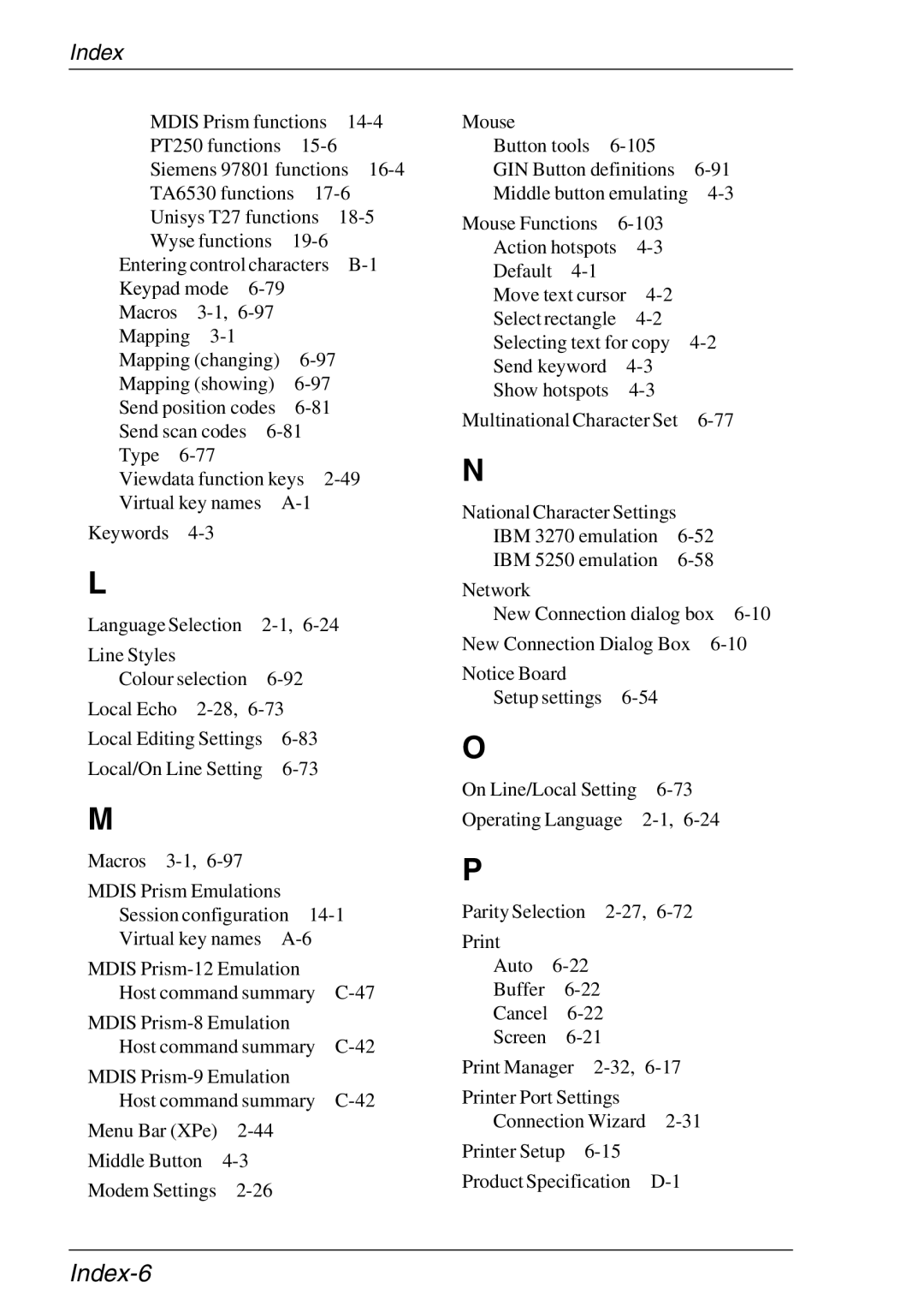 HP Teemtalk Licenses, Teemtalk LTU and Media, TeemTalk Terminal Emulator 11 E-License manual Index-6 