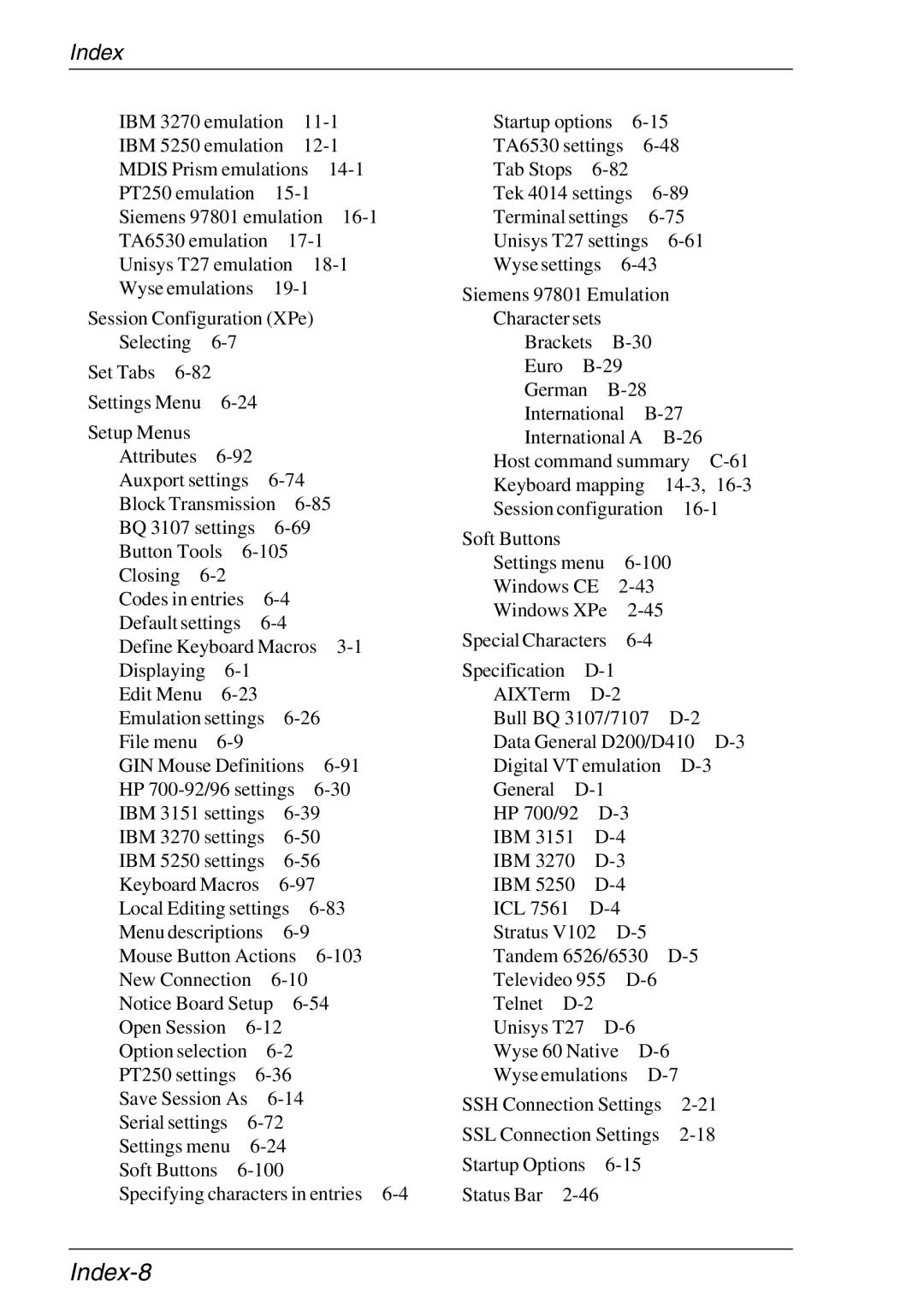 HP Teemtalk Licenses, Teemtalk LTU and Media, TeemTalk Terminal Emulator 11 E-License manual Index-8 