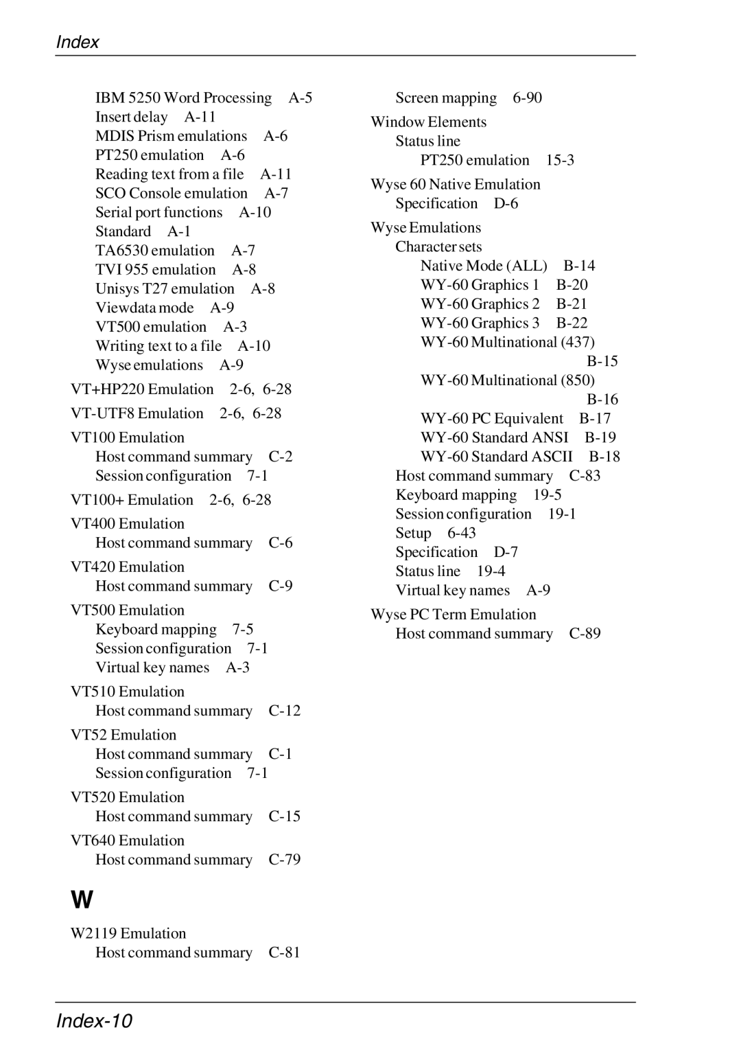 HP Teemtalk Licenses, Teemtalk LTU and Media, TeemTalk Terminal Emulator 11 E-License manual Index-10 
