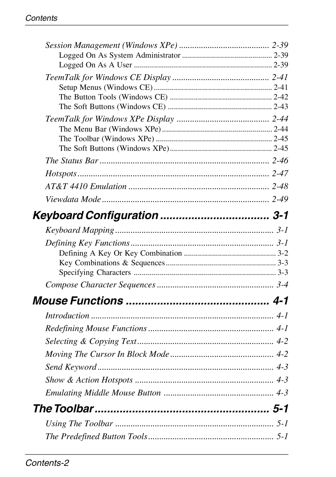 HP TeemTalk Terminal Emulator, Teemtalk Licenses, Teemtalk LTU and Media manual Keyboard Configuration, Contents-2 