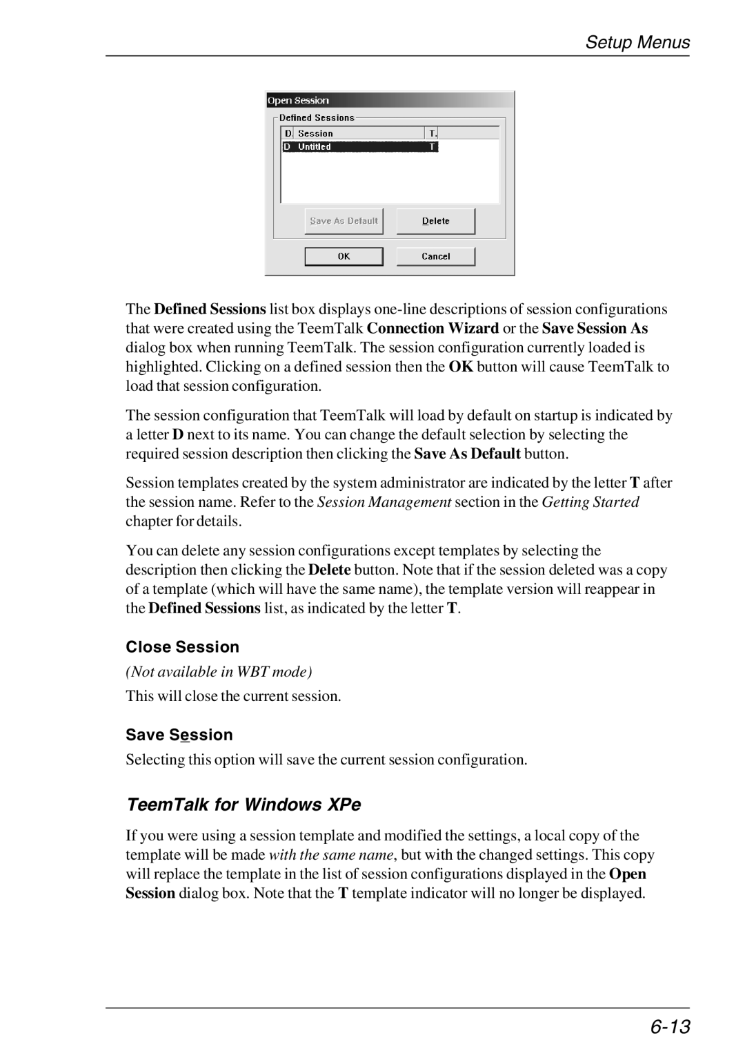 HP Teemtalk LTU and Media, Teemtalk Licenses, TeemTalk Terminal Emulator manual Close Session, Save Session 