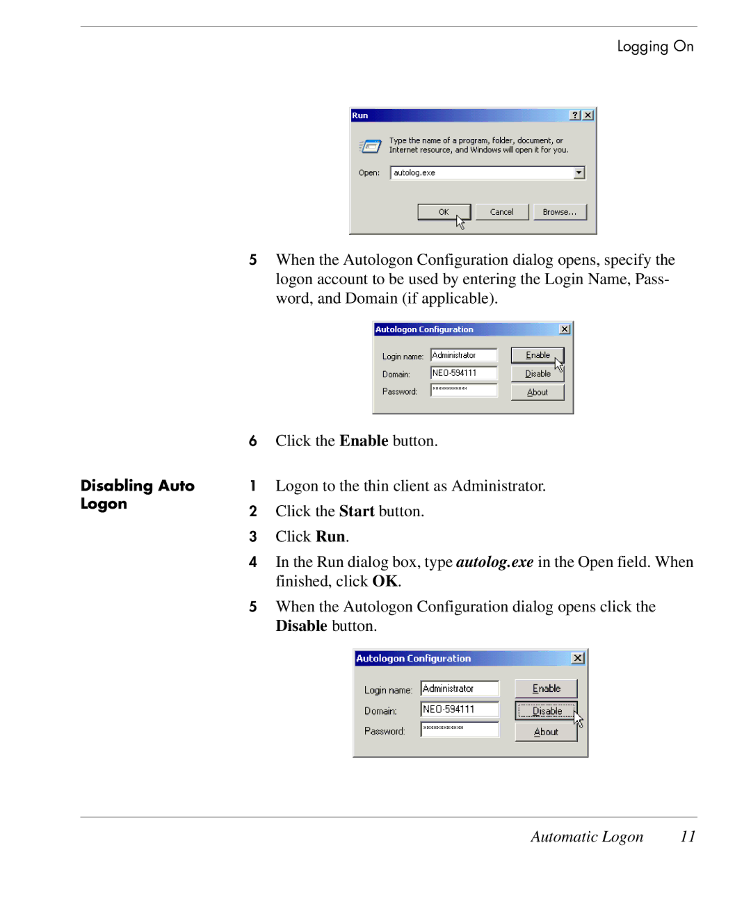 HP TeemTalk Terminal Emulator 10 E-License manual Disabling Auto Logon 