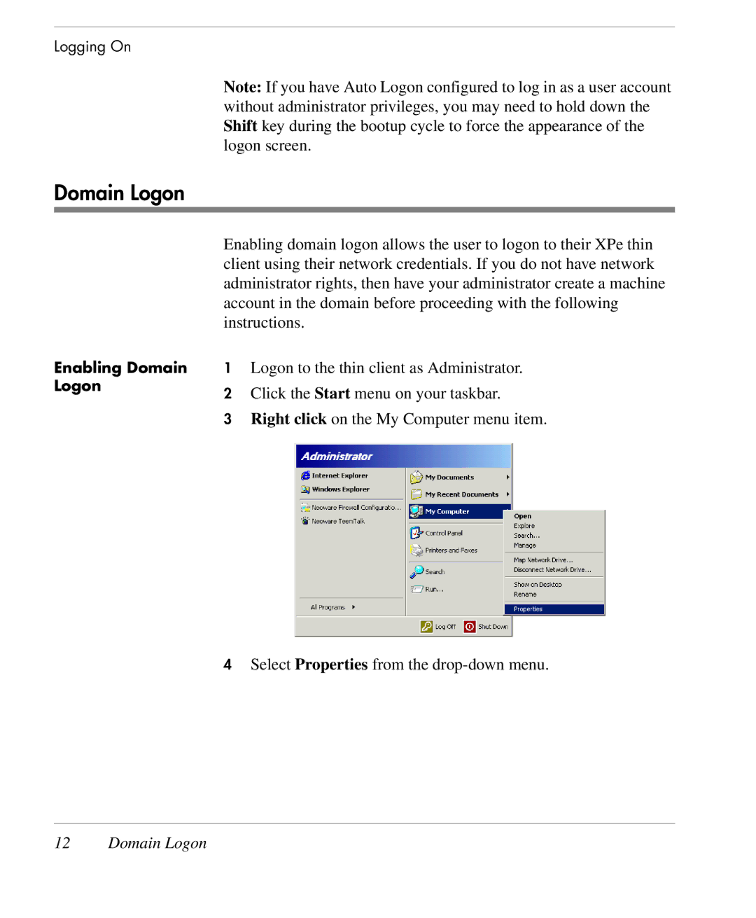 HP TeemTalk Terminal Emulator 10 E-License manual Domain Logon 