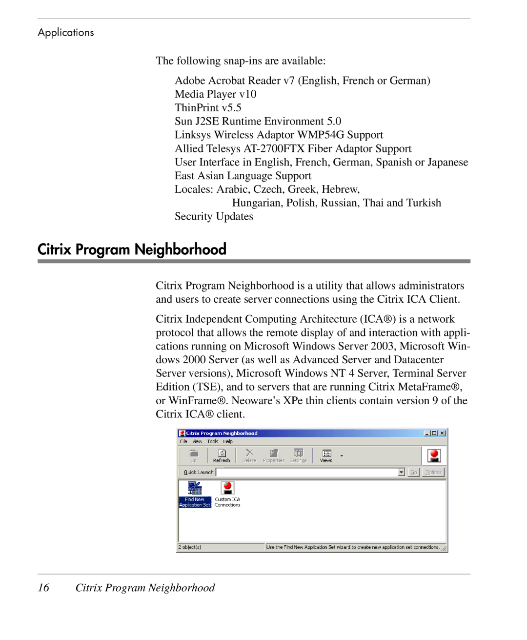 HP TeemTalk Terminal Emulator 10 E-License manual Citrix Program Neighborhood 