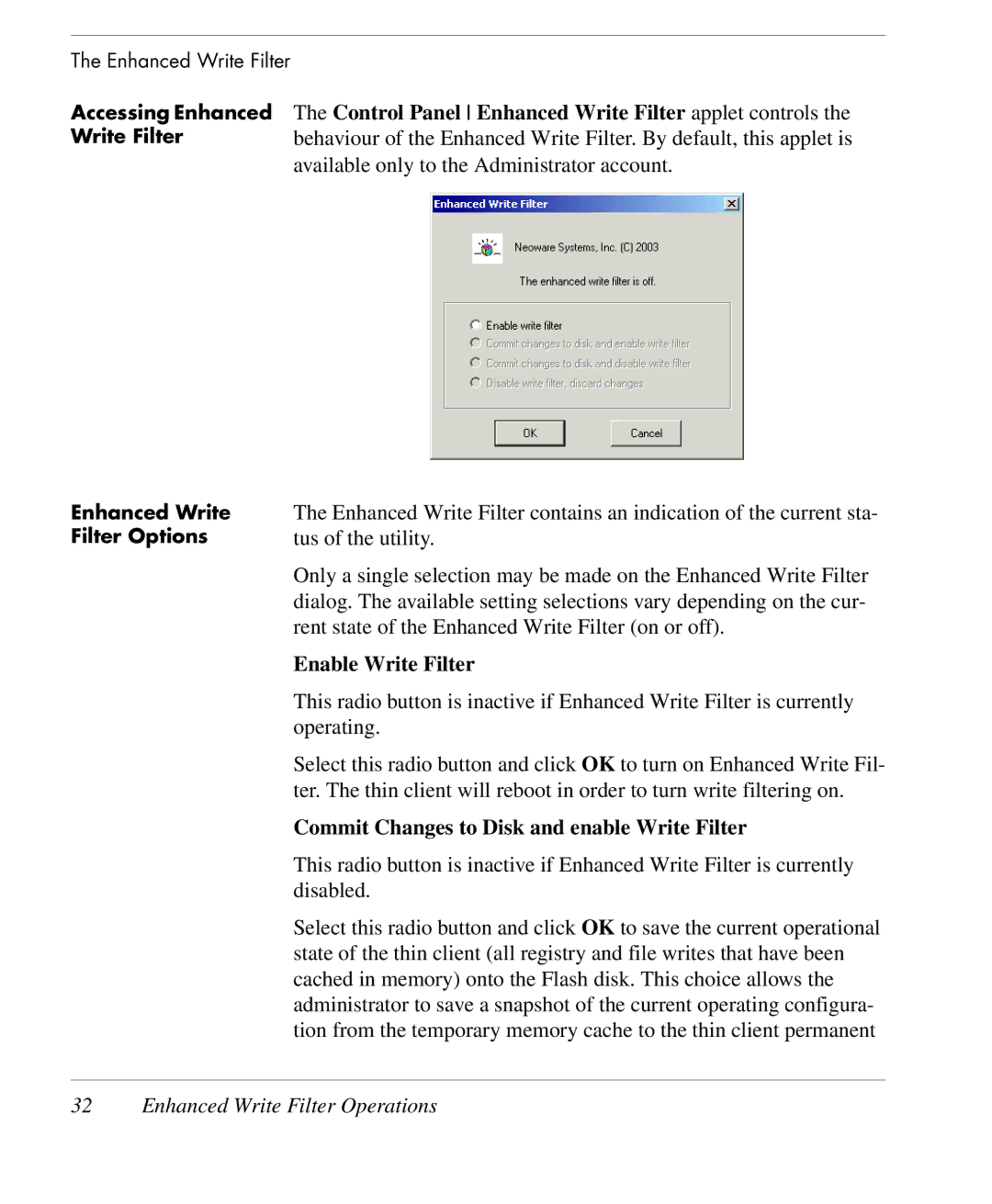 HP TeemTalk Terminal Emulator 10 E-License manual Enable Write Filter, Commit Changes to Disk and enable Write Filter 