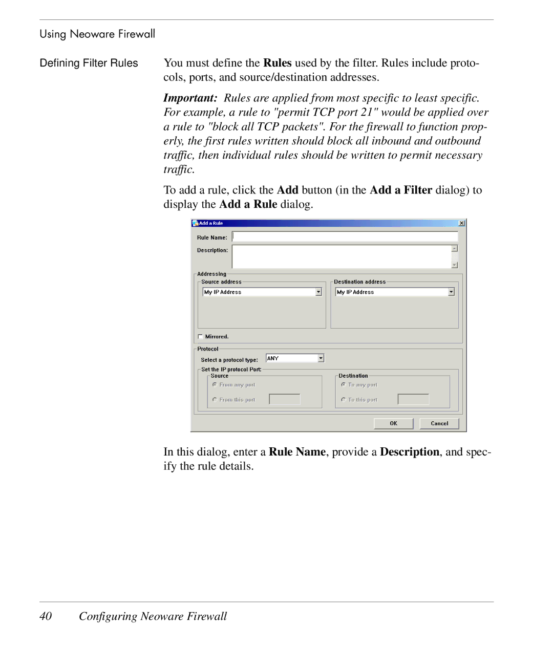 HP TeemTalk Terminal Emulator 10 E-License manual Configuring Neoware Firewall 