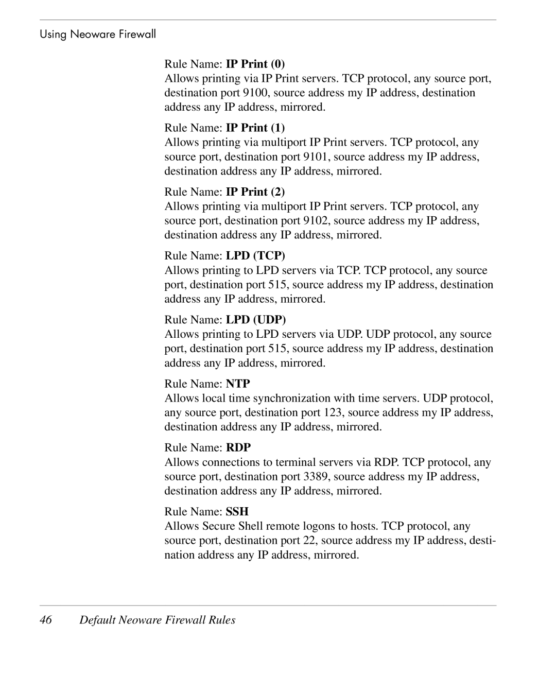 HP TeemTalk Terminal Emulator 10 E-License manual Rule Name IP Print 