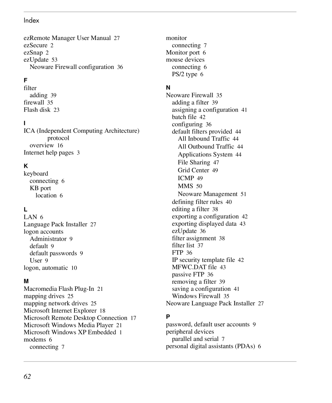 HP TeemTalk Terminal Emulator 10 E-License manual Index 