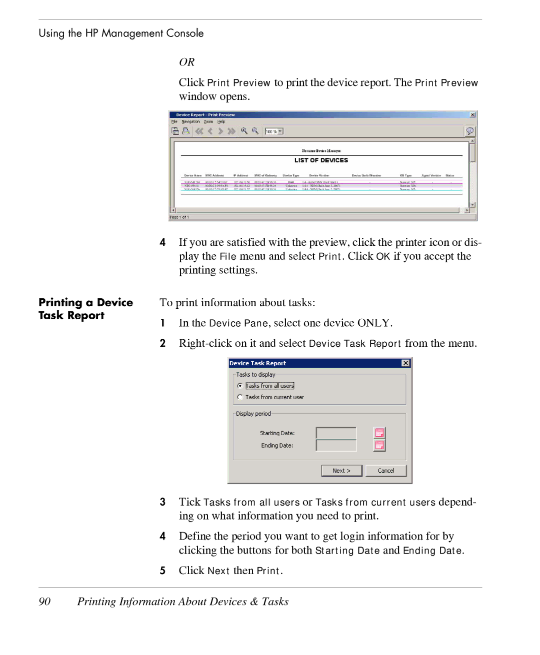 HP TeemTalk Terminal Emulator 7 E-License manual Printing a Device Task Report 