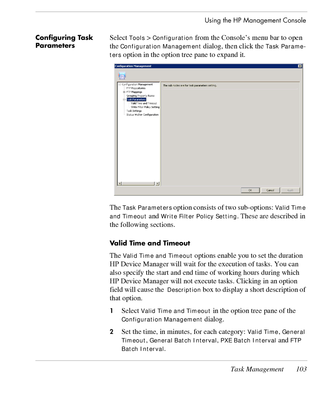 HP TeemTalk Terminal Emulator 7 E-License manual Task Management 103, Configuring Task Parameters 