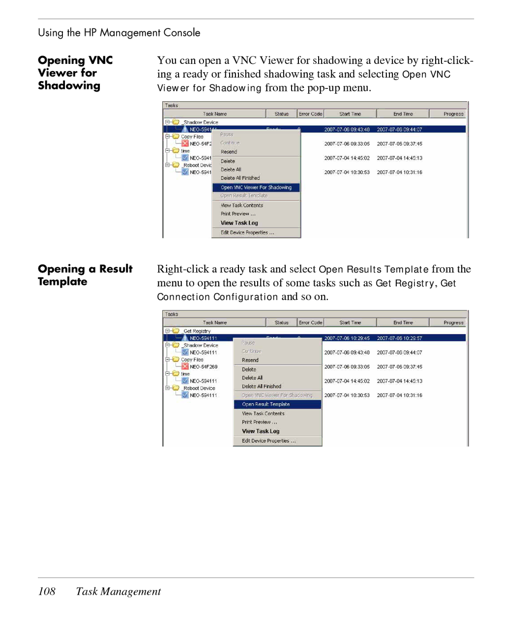 HP TeemTalk Terminal Emulator 7 E-License manual Opening VNC Viewer for Shadowing 