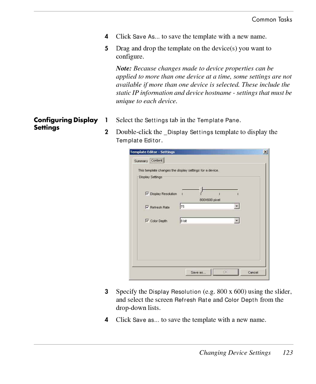 HP TeemTalk Terminal Emulator 7 E-License manual Unique to each device, Changing Device Settings 123 