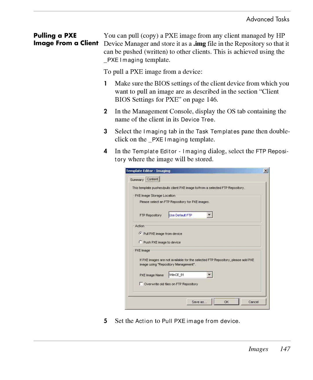 HP TeemTalk Terminal Emulator 7 E-License manual Pulling a PXE Image From a Client 