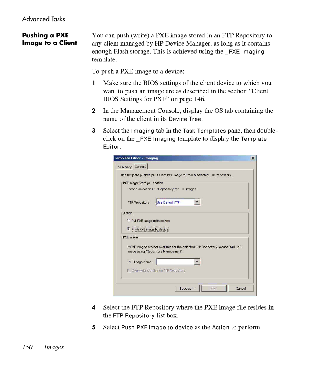 HP TeemTalk Terminal Emulator 7 E-License manual Pushing a PXE Image to a Client 