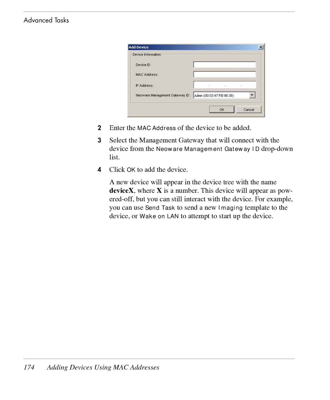 HP TeemTalk Terminal Emulator 7 E-License manual Enter the MAC Address of the device to be added 