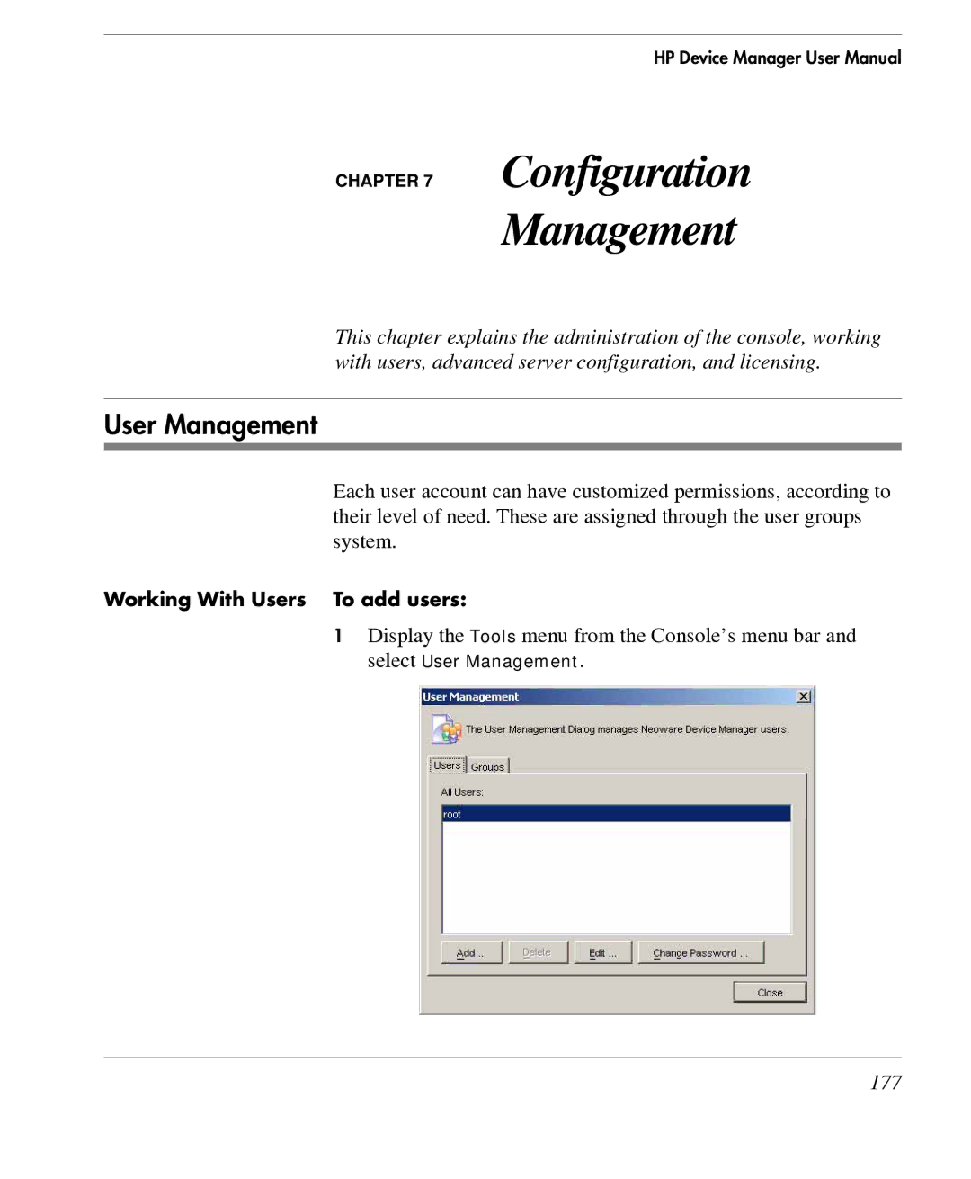 HP TeemTalk Terminal Emulator 7 E-License manual User Management, 177 