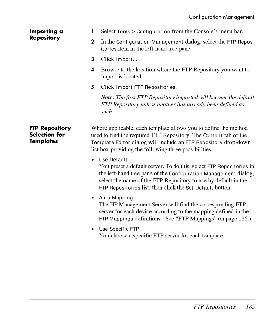 HP TeemTalk Terminal Emulator 7 E-License manual Select the name of the FTP Repository to use by default 