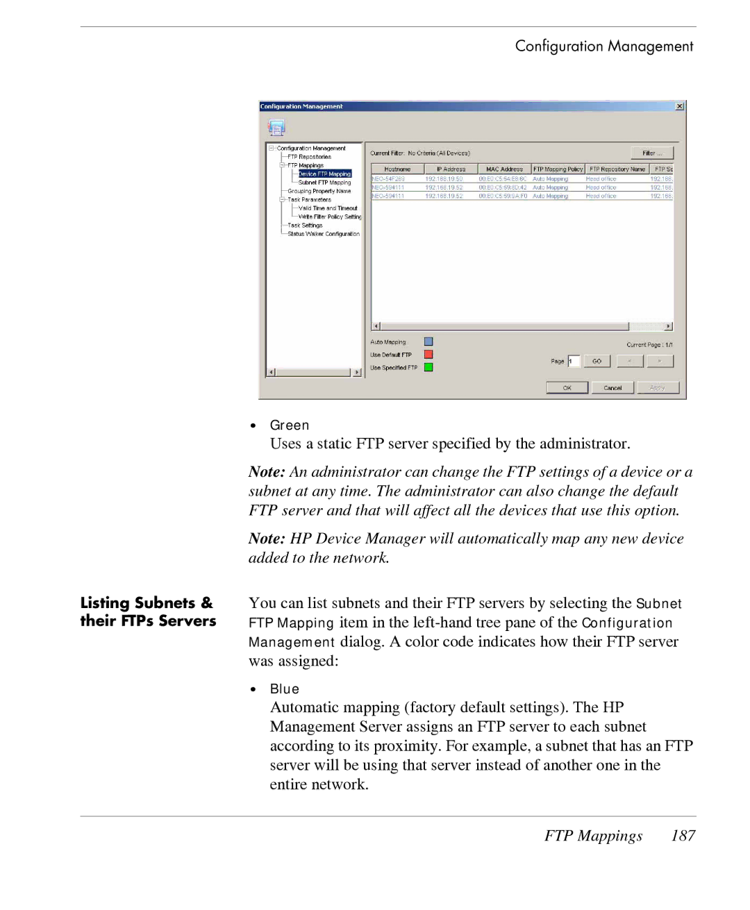 HP TeemTalk Terminal Emulator 7 E-License manual Listing Subnets & their FTPs Servers 