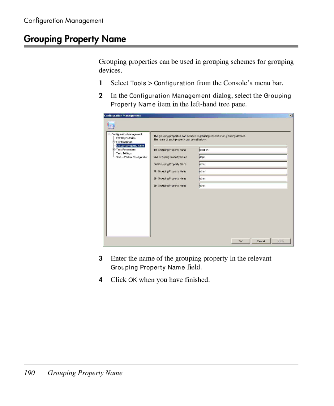 HP TeemTalk Terminal Emulator 7 E-License manual Grouping Property Name 