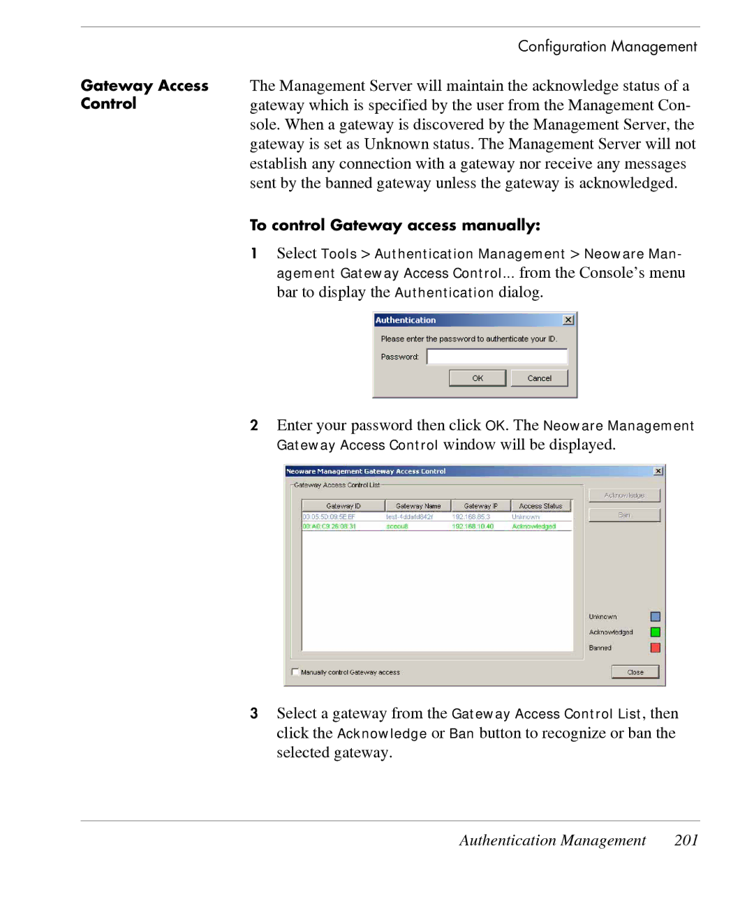 HP TeemTalk Terminal Emulator 7 E-License Authentication Management 201, To control Gateway access manually 