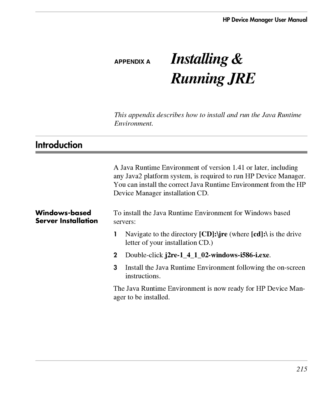 HP TeemTalk Terminal Emulator 7 E-License manual Appendix a Installing Running JRE, 215 