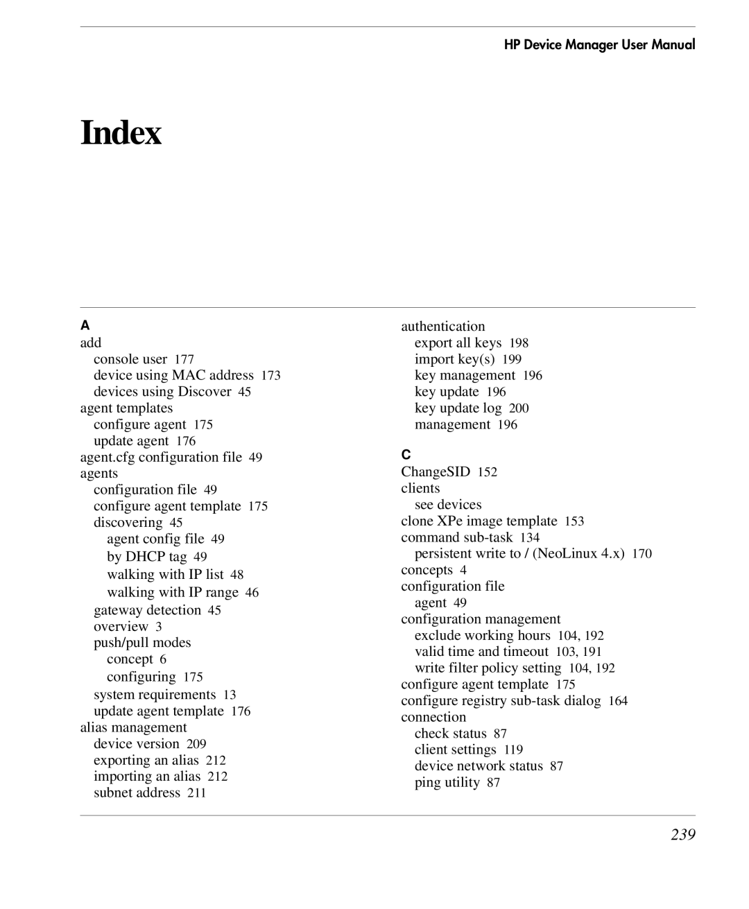 HP TeemTalk Terminal Emulator 7 E-License manual Index, 239 