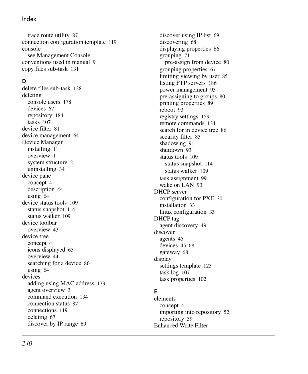 HP TeemTalk Terminal Emulator 7 E-License manual 240, Index 