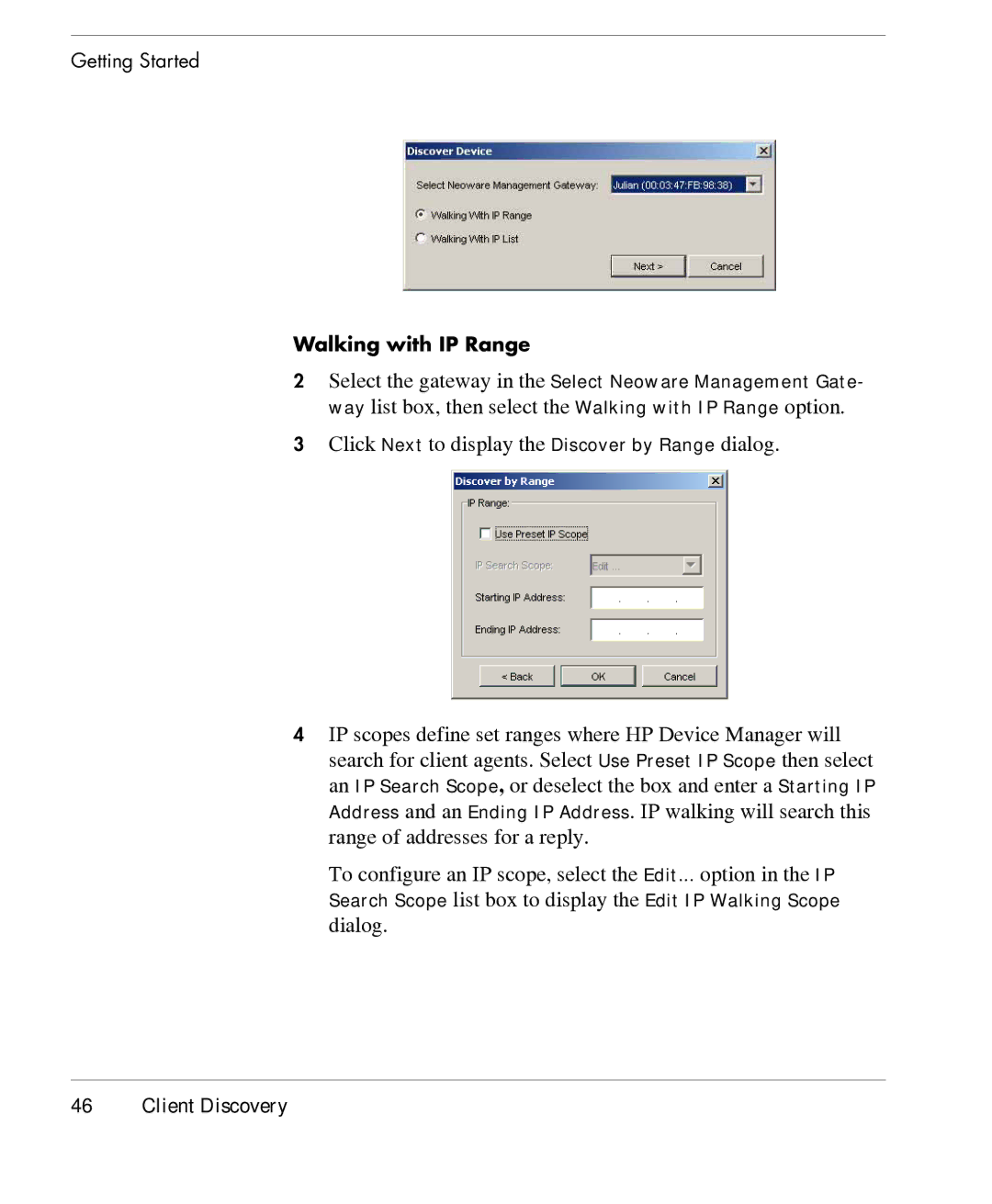 HP TeemTalk Terminal Emulator 7 E-License manual Click Next to display the Discover by Range dialog 